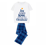 Christmas Matching Family Pajamas Joy Hope Love Peace Christmas Blue Pajamas Set