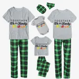 Family Matching Pajamas Exclusive Design Together We Are Family Green Plaid Pants Pajamas Set