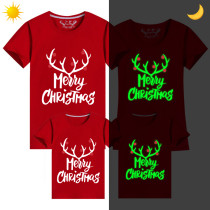 Family Matching Christmas Tops Exclusive Design Luminous Christmas Antler Family Christmas T-shirt