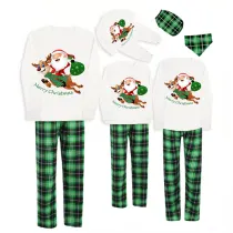Christmas Matching Family Pajamas Merry Christmas Santa Reindeer Plaids Pants Pajamas Set