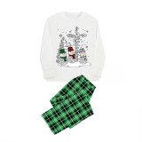 Christmas Matching Family Pajamas Crosses Snowmies White Top Pajamas Set