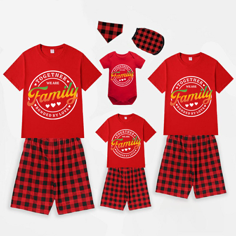 Family Matching Pajamas Exclusive Design Together We Are Family Bonded By Love Red Short Pajamas Set