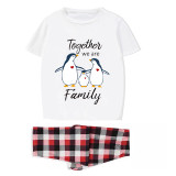 Family Matching Pajamas Exclusive Design Together We Are Family Penguin White Short Long Pajamas Set