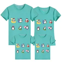 Family Matching Clothing Top Parent-kids Cute Penguins Family T-shirts