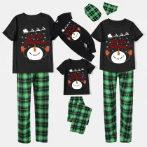Christmas Matching Family Pajamas Let It Snow Snowman Black Short Pajamas Set