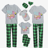 Family Matching Pajamas Exclusive Design Take It Easy Sloth Green Plaid Pants Pajamas Set
