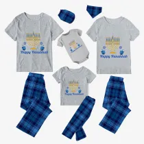 Christmas Matching Family Pajamas Candlestick Happy Hanukkah Short Pajamas Set