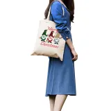 Christmas Eco Friendly HO HO HO Merry Christmas Handle Canvas Tote Bag