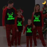 Christmas Matching Family Pajamas Luminous Merry Christmas Antler Black Pajamas Set
