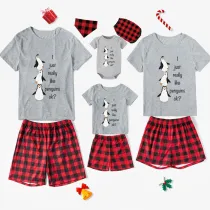 Family Matching Pajamas Exclusive Design I Just Really Like Penguins Ok White Short Pajamas Set