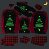 Christmas Matching Family Pajamas Luminous Glowing Fireworks Santa Black Pajamas Set