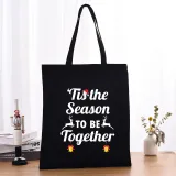 Christmas Eco Friendly This Season To Be Together Handle Canvas Tote Bag