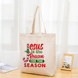 Christmas Eco Friendly Jesus is The Reason for Season Handle Canvas Tote Bag