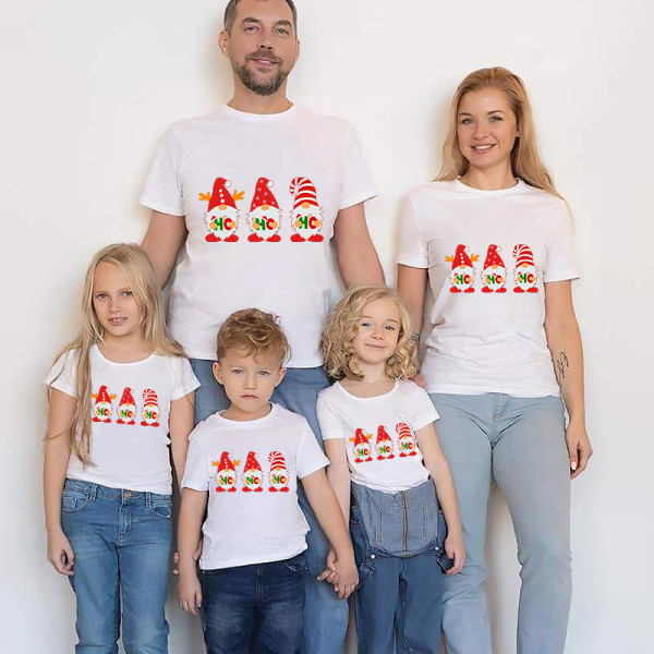 Family Matching Christmas Tops Exclusive Design HO HO HO Gnomies Family Christmas T-shirt