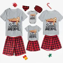 Family Matching Pajamas Exclusive Design My Spirit Animal White Short Pajamas Set