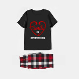 Family Matching Pajamas Exclusive Design Love Heart Black Pajamas Set