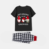 Christmas Matching Family Pajamas Red Hat Hanging with My Gnomies Black Short Pajamas Set