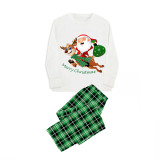 Christmas Matching Family Pajamas Merry Christmas Santa Reindeer Plaids Pants Pajamas Set