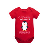 Family Matching Pajamas Exclusive Design Just Who Love Penguins Red Short Pajamas Set