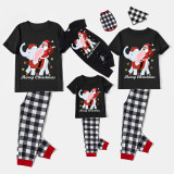 Christmas Matching Family Pajamas Merry Christmas Elephant Santa Short Black Pajamas Set
