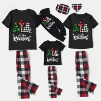 Christmas Matching Family Pajamas Jesus Crosses Tree Black Short Pajamas Set