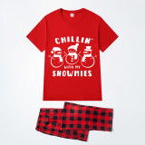 Christmas Matching Family Pajamas Chillin with Snowmies Red Pajamas Set