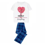 Family Matching Pajamas Exclusive Design Family Over Everthing Tree Blue Plaid Pants Pajamas Set