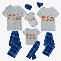 Christmas Matching Family Pajamas Merry Christmas Koala Blue Plaids Pajamas Set