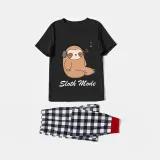 Family Matching Pajamas Exclusive Design Sloth Mode Black Pajamas Set