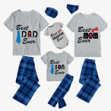 Family Matching Pajamas Exclusive Design Best One Ever Blue Plaid Pants Pajamas Set