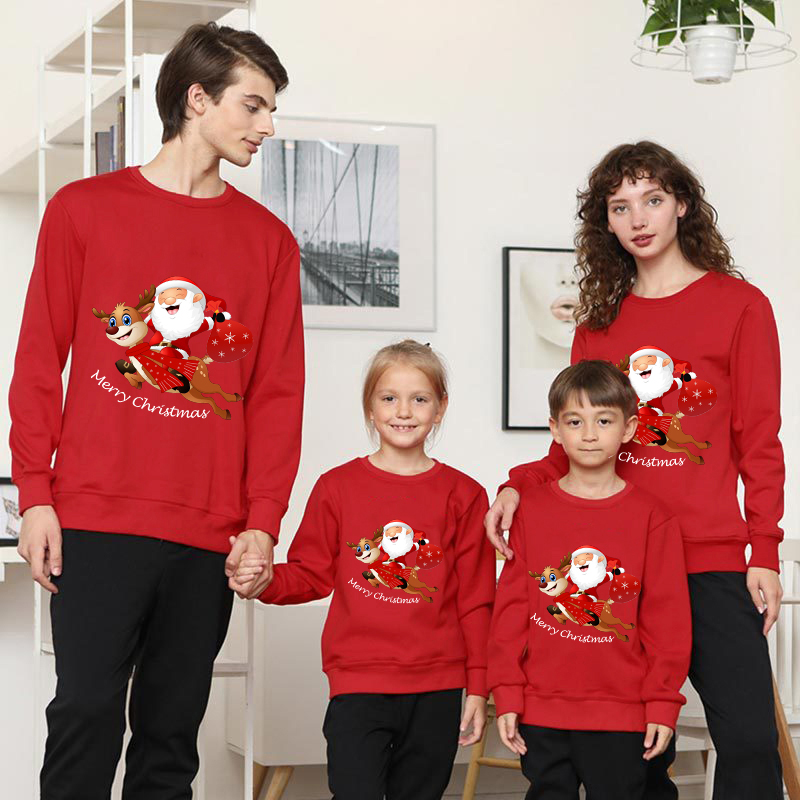Family Matching Christmas Tops Exclusive Design Santa Deer Family Christmas Sweatshirt