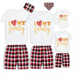Family Matching Pajamas Exclusive Design I Love My Family White Short Pajamas Set