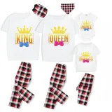 Family Matching Pajamas Exclusive Design King Prince Princess Queen White Short Long Pajamas Set