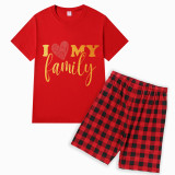 Family Matching Pajamas Exclusive Design I Love My Family Red Short Pajamas Set