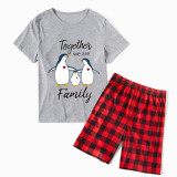 Family Matching Pajamas Exclusive Design Together We Are Family Penguin White Short Pajamas Set