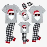 Christmas Matching Family Bearded Santa Claus Short Gray Pajamas Set