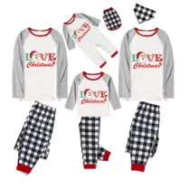 Christmas Matching Family Pajamas Love Santa Christmas White Top Pajamas Set