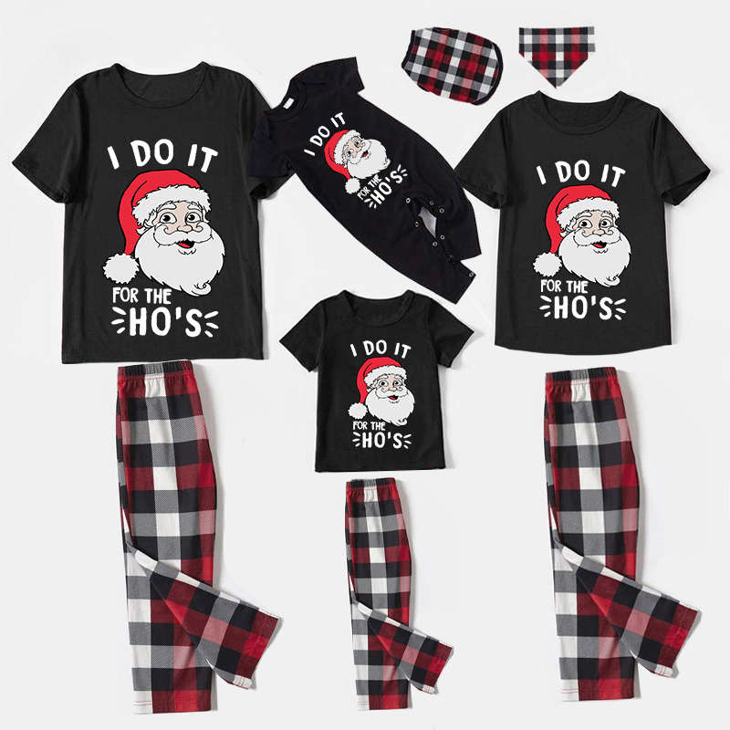 Christmas Matching Family Pajamas I Do It For HO'S Short Black Pajamas Set