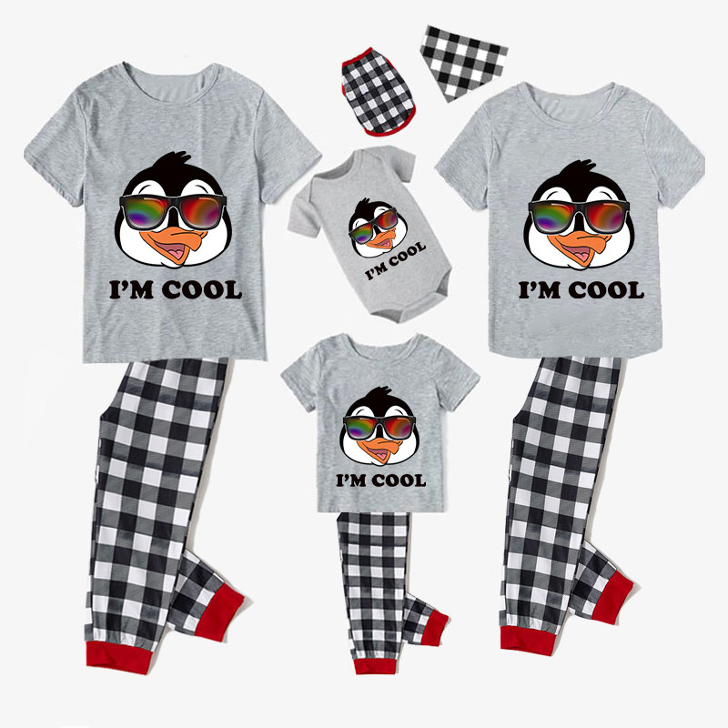 Family Matching Pajamas Exclusive Design I'm Cool Gray Short Long Pajamas Set