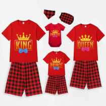 Family Matching Pajamas Exclusive Design King Prince Princess Queen Red Short Pajamas Set