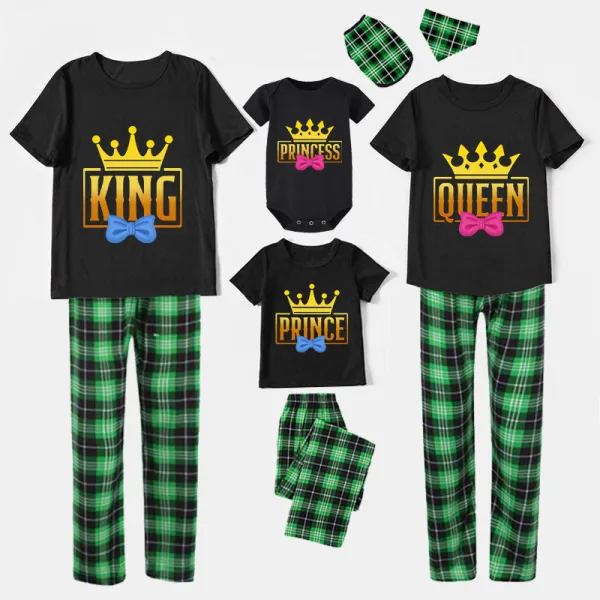 Family Matching Pajamas Exclusive Design King Prince Princess Queen Black Pajamas Set