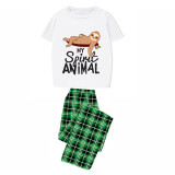 Family Matching Pajamas Exclusive Design My Spirit Animal Green Plaid Pants Pajamas Set