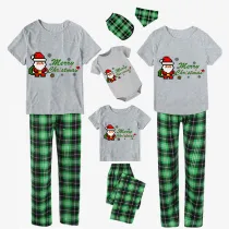 Christmas Matching Family Pajamas Merry Christmas Building Blocks Santa Short Gray Pajamas Set