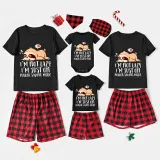 Family Matching Pajamas Exclusive Design I'm Not Lazy I'm Just On Power Saving Mode Black And Red Plaid Pants Pajamas Set
