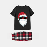 Christmas Matching Family Bearded Santa Claus Short Black Pajamas Set