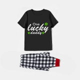 Family Matching Pajamas Exclusive Design One Lucky Black Pajamas Set