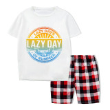 Family Matching Pajamas Exclusive Design Lazy Day Of Summer White Short Pajamas Set