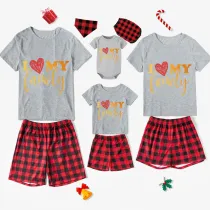 Family Matching Pajamas Exclusive Design I Love My Family White Short Pajamas Set