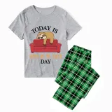 Family Matching Pajamas Exclusive Design Today Is Laying On The Couch Day Green Plaid Pants Pajamas Set