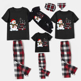 Christmas Matching Family Pajamas Let It Snow Snowman Black Short Pajamas Set